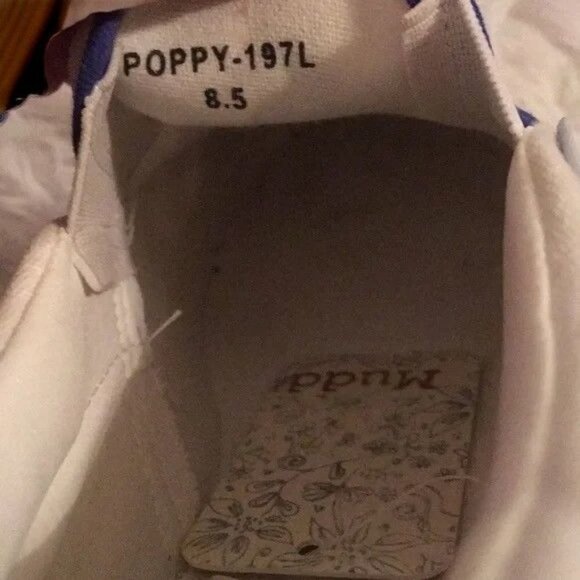 Mudd Blue White Checkered Gingham Poppy 197L Slip on Sneakers NEW ladies 8.5 - Picture 3 of 5